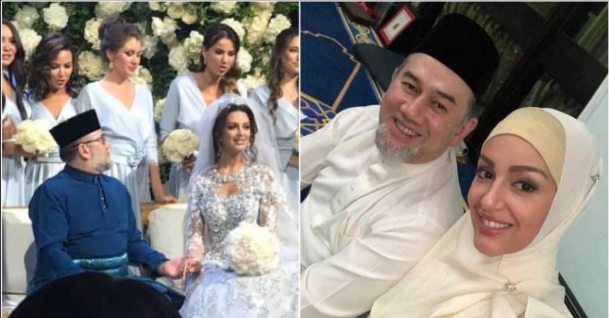 ملك ماليزيا السابق محمد الخامس وزجته السابقة ملكة جمال روسيا أوكسانا فويفودينا