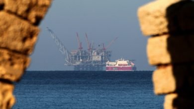منصة حقل غاز في البحر الأبيض المتوسط