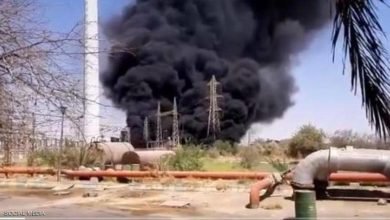 جانب من حريق محطة طاقة إيرانية في الأحواز
