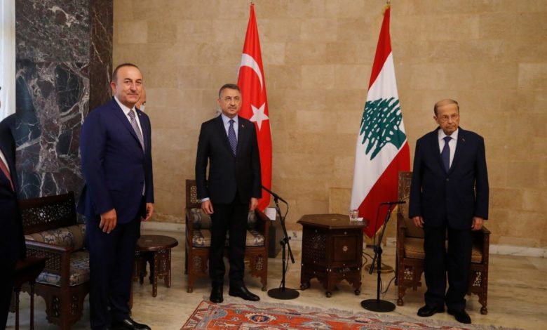 زيارة نائب الرئيس التركي ووزير الخارجية إلى لبنان بعد انفجار ميناء بيروت ولقائهما الرئيس اللبناني