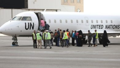 طائرة تابعة للأمم المتحدة في مطار صنعاء الدولي