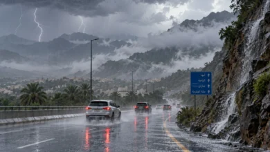الأرصاد: أمطار غزيرة وسيول على 5 مناطق بالمملكة