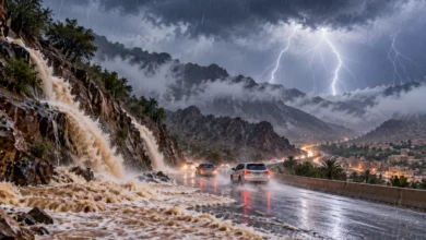 الأرصاد: أمطار غزيرة وسيول على 4 مناطق وزخات بَرَد
